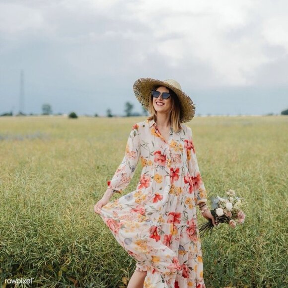 Blogger’s Favourite Zara Floral Print Maxi Shirt Dress size S - Picture 2 of 16